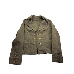 Y2K Apt. 9 Womens Olive Green Military Style Jacket Size M Cotton Hook & Eye